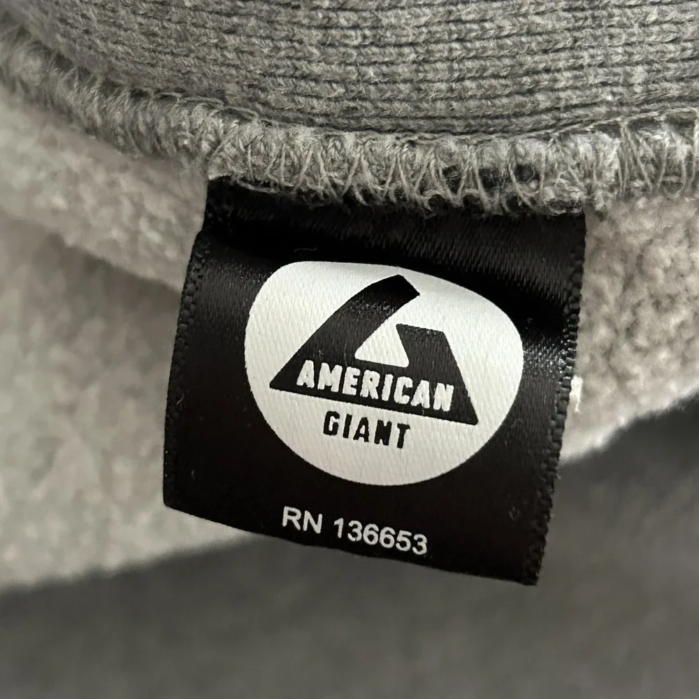 American Giant Sweatshirt Mens Large Gray Crewneck Fleece Pullover Made In USA